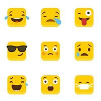 ensemble de vecteur de conception d'emojis carrés jaunes