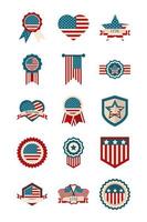jeu d'icônes de couleur pour le jour de l'indépendance des États-Unis vecteur