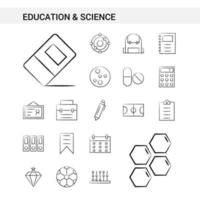 éducation et science style de jeu d'icônes dessinés à la main isolé sur fond blanc vecteur