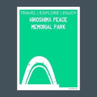 hiroshima paix mémorial parc japon monument historique brochure plat style et typographie vecteur