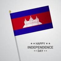 conception typographique de la fête de l'indépendance du cambodge avec vecteur de drapeau