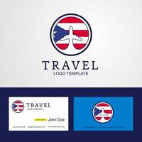 conception de logo et de carte de visite de drapeau de cercle créatif de porto rico de voyage vecteur