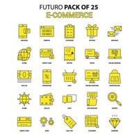 jeu d'icônes de commerce électronique jaune futuro dernier pack d'icônes de conception vecteur