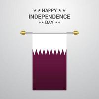 fond de drapeau suspendu fête de l'indépendance du qatar vecteur