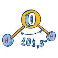 icône d'angle de molécule d'eau, style dessiné à la main vecteur
