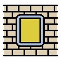 icône de publicité extérieure de mur de briques, style de contour vecteur