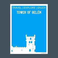 tour de belem lisbonne portugal monument repère brochure style plat et typographie vecteur