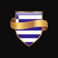 drapeau de la grèce vecteur de conception d'insigne d'or