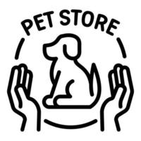 garder le logo du magasin de chien de soins, style de contour vecteur