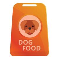 icône d'emballage en plastique de nourriture pour chien, style cartoon vecteur