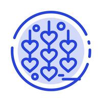 coeur amour chaîne pointillé bleu ligne icône vecteur