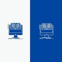 document fichier ordinateur cv livre ligne et glyphe icône solide bannière bleue ligne et glyphe icône solide bannière bleue vecteur