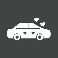 icône inversée de glyphe de voiture décorée vecteur