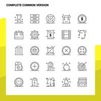 ensemble d'icônes de ligne de version commune complète ensemble de 25 icônes conception de style minimalisme vectoriel icônes noires définies pack de pictogrammes linéaires