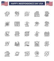 pack de 25 lignes créatives liées à la fête de l'indépendance des états-unis d'étoiles américaines vecteur