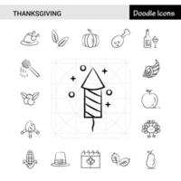 ensemble de 17 icônes dessinées à la main de thanksgiving vecteur