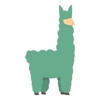 vecteur de dessin animé icône lama vert. animal mignon