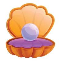 icône de coquille de perle violette, style cartoon