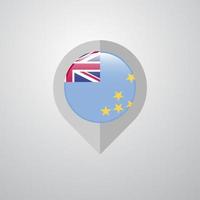 pointeur de navigation de carte avec vecteur de conception de drapeau tuvalu