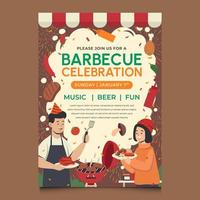 affiche d'invitation à une soirée barbecue vecteur