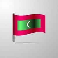 maldives agitant le vecteur de conception de drapeau brillant