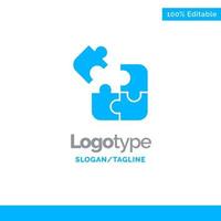 jeu d'entreprise logique puzzle carré bleu solide logo modèle place pour slogan vecteur