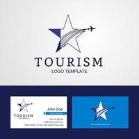 voyage france drapeau créatif star logo et conception de carte de visite vecteur