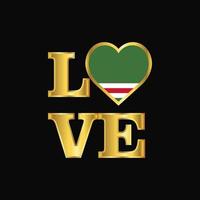 amour typographie république tchétchène de lchkérie drapeau conception vecteur lettrage or