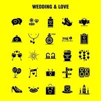 mariage et amour icônes de glyphes solides définies pour l'infographie le kit uxui mobile et la conception d'impression incluent le presse-papiers texte d'amour de coeur feu d'artifice feu d'artifice jeu d'icônes de mariage vecteur