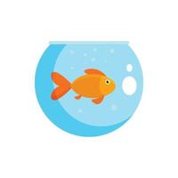 poisson dans l'icône de l'aquarium rond, style plat vecteur