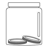 argent dans l'icône de pot, style de contour. vecteur