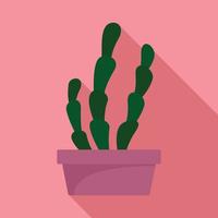 icône de pot de cactus succulent, style plat vecteur