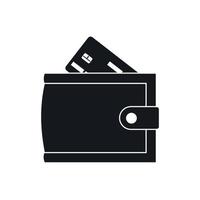 portefeuille avec carte de crédit et icône de trésorerie vecteur