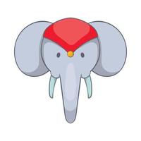 tête d'icône d'éléphant décoré, style cartoon vecteur