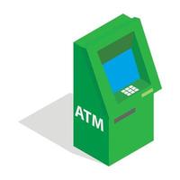 icône atm, style 3d isométrique vecteur