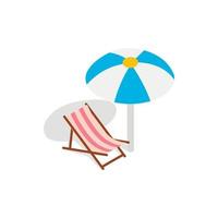 chaise longue de plage avec icône parapluie vecteur