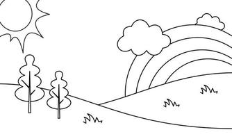 arc-en-ciel mignon coloriage page livre de coloriage. illustration de bande dessinée. vecteur