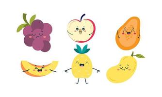 vecteur d'icône de personnages drôles de fruits mignons