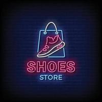 magasin de chaussures enseigne au néon avec vecteur de fond de mur de briques