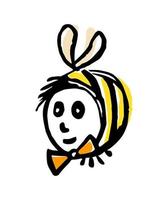drôle d'abeille jaune mignonne. sympathique personnage d'abeille de dessin animé. vecteur, illustration. vecteur
