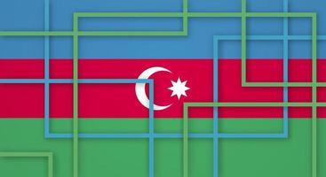 lignes géométriques abstraites rayures carrées papercut fond avec le drapeau de l'azerbaïdjan vecteur