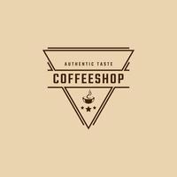 café rétro vintage emblème logotype avec grain de café silhouette logo design style linéaire vecteur