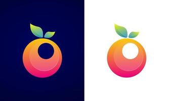 dégradés de logo de fruits orange couleur 3d pour les affaires de l'entreprise ou la marque personnelle vecteur
