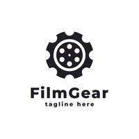 engrenage roue dentée bobine pellicule pour film film cinéma production studio logo élément de modèle de conception vecteur