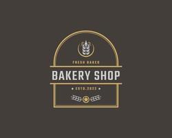badge rétro vintage emblème logotype boulangerie oreille silhouette de blé pour boulangerie logo design style linéaire vecteur