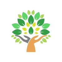 création d'icône logo main arbre vecteur