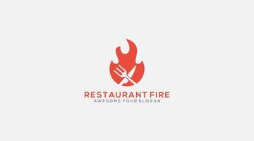 modèle de conception de logo vectoriel de feu de fourchette de restaurant