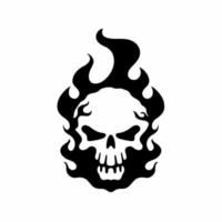 logo de symbole de crâne flamboyant sur fond blanc. conception tribale de tatouage de pochoir de décalque. illustration vectorielle plane. vecteur