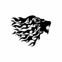 logo tête de lion brûlant tribal. conception de tatouage de décalcomanie. illustration vectorielle de pochoir vecteur