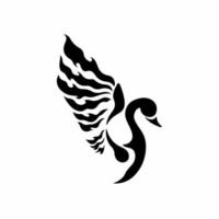 logo de symbole de cygne enflammé sur fond blanc. concept de conception de tatouage au pochoir tribal. illustration vectorielle plane. vecteur